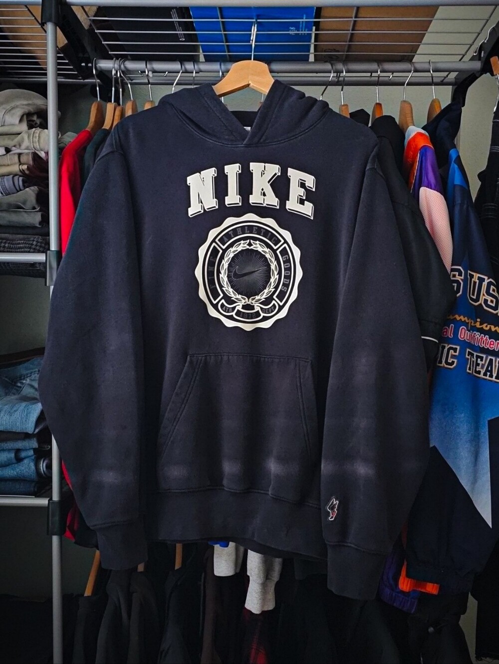 Nike Club Men's Black Pullover Fleece Hoodie Size Large